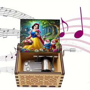 🎵 Caja de música de manivela de madera Blancanieves y los siete enanitos 🎶 - Imagen 1 de 1