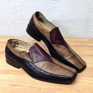 Giorgio Brutini Mens Tri-Tone Leather Slip-On Loafers Black Brown Burgundy 8.5 D - Picture 1 of 10