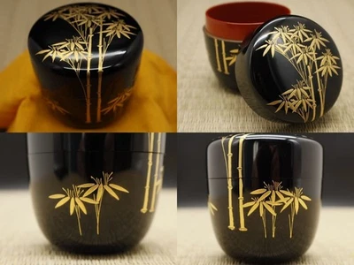 Carrito de té de madera lacado japonés Natsume - Diseño delgado de bambú en Maki-e N19 Foto 1 de 4