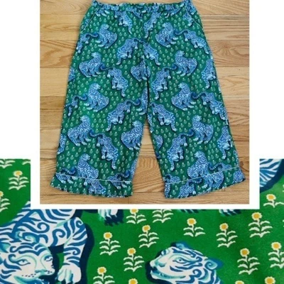 Pantalones de pijama recortados Printfresh para mujer Tiger Queen XL verde azul algodón orgánico Foto 1 de 4