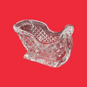 Christmas In JULY! Sleigh 24% Lead Crystal Glass Holiday Santa CANDY NUT DISH - Picture 1 of 6