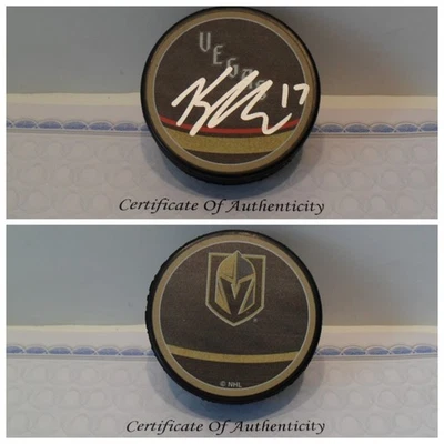Ben Hutton Autographed Signed Vegas Golden Knights Puck COA Reverse Retro - Image 1 of 3
