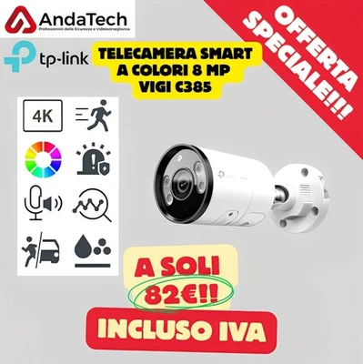 TP-LINK VIGI C385 Telecamera Bullet da Esterno a Colori 8 MP Smart Videocamera - Immagine 1 di 4