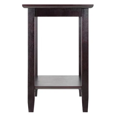 Winsome Genoa Mesa auxiliar rectangular de madera maciza con tapa de vidrio en espresso oscuro Foto 1 de 4