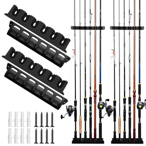 Fishing Rod Holders Wall-Mounted 2 Pairs, Simple Deluxe Fishing Pole Holder &... - Picture 1 of 6