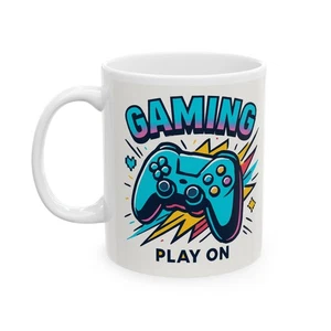 Gaming Keramiktasse | Play On Design | Perfektes Geschenk für Gamer & Kaffeeliebhaber - Bild 1 von 9