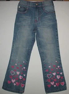 VITAMIN Z - PINK HEARTS - COTTON STRETCH BLUE DENIM JEANS - 5  - FREE SHIPPING - Picture 1 of 4