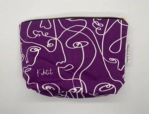 Elizabeth Arden Makeup Bag Abstract Face Design Purple NWOT Cosmetic Bag Koketit - Picture 1 of 6