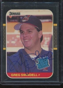 1987 Donruss Greg Swindell Rookie Auto Card Cleveland Indians #32 - Picture 1 of 2