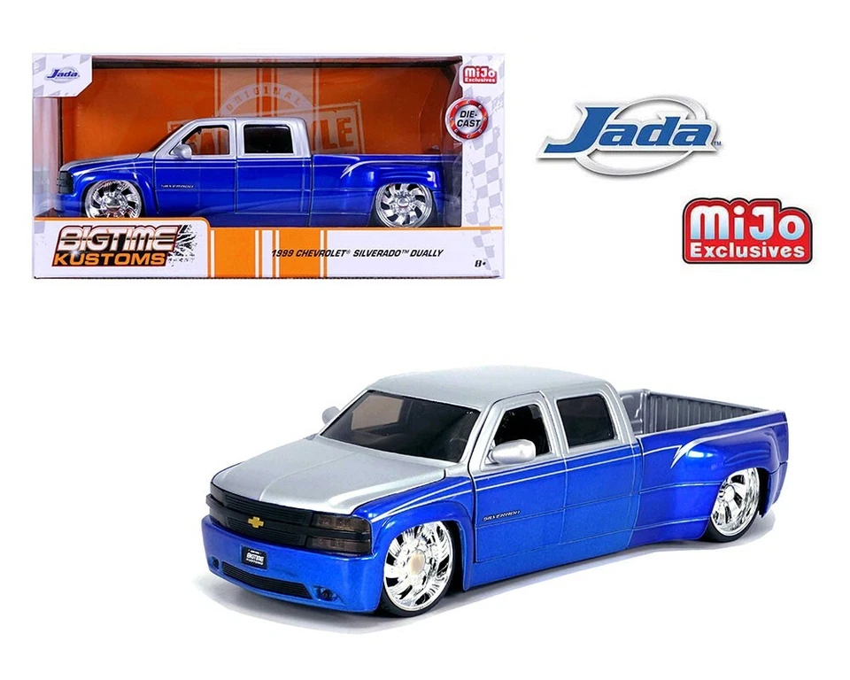 Jada 1:24 1999 Chevrolet Silverado Dually Custom KMC Wheels – Blue - Image 1 of 1