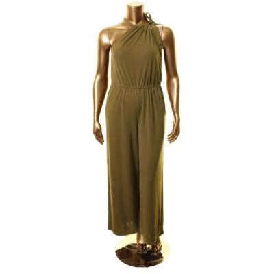 Mono para mujer LAUREN RALPH LAUREN verde oliva halter cuello atado pierna ancha L TEDO Foto 1 de 2