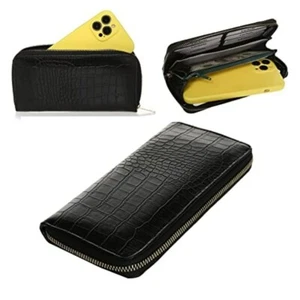 Ladies Large Black Purse Multifunction Phone Mobile Wallet Card Coins Notes Bag - Picture 1 of 6