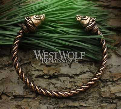 Bronze Viking Bear Bracelet / Torc - Berserker Arm Ring --- Norse/Celtic/Jewelry - Image 1 of 4