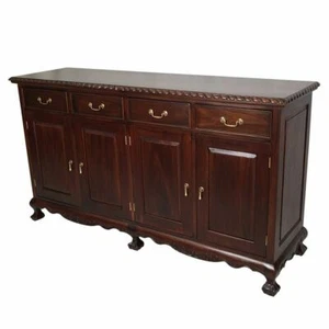 Antique Style Solid Mahogany Wood Chippendale Style 4 Door Buffet - Picture 1 of 9