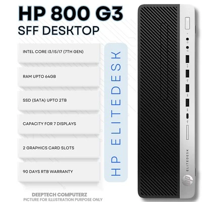 HP EliteDesk 800 G3 SFF Core i7 7th Gen 64GB RAM 2TB SSD 7 Display Option Wi-Fi - Image 1 of 4