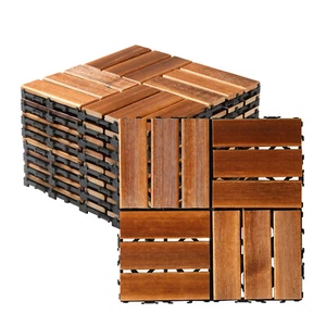 27pcs Wood Interlocking Deck Tiles Outdoor Waterproof Tiles 11.8"×11.8" - Picture 1 of 14