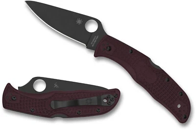 SPYDERCO Delica 4, Burgundy, Black Micro-Melt PD#1 Steel, Sprint Run, C11BGBKP - Image 1 of 3