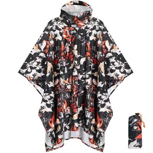 Waterproof Rain Poncho Lightweight Reusable Hiking Hooded Coat Jacket Outdoor - Picture 1 of 6