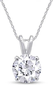 1 - 5 Ct Lab Grown Diamond GIA Authenticated 4-Prong Pendant 14k Gold Necklace - Picture 1 of 9