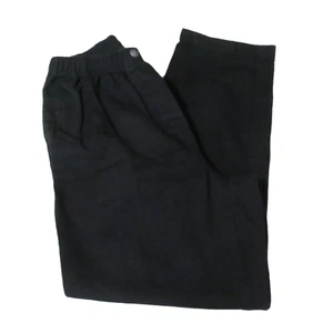 WOMAN WITHIN Pull On Pants Jeans Women's 16W Black Denim Elastic Waist - Picture 1 of 6