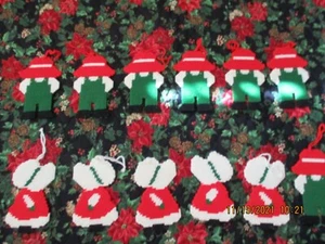 Holly Hobby (Sue Bonnet ) & Fisherman Sam-12 Ornaments Handmade  Plastic Canvas - Picture 1 of 9