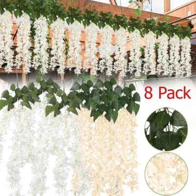 8Pack Artificial Lilac Flower Vines Garland Hanging Silk String Party Decoration - Image 1 of 4