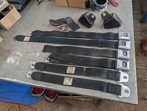 1966 1967 GM Coach Black Seatbelt Set Buick Chevy Olds Pontiac Seat Lap Belts - Picture 1 of 22