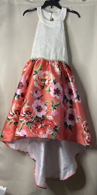 Vestido Floral Coral Alto Bajo Estrás Lentejuelas Acentos Ediciones Raras Niñas NUEVO 16 Foto 1 de 4
