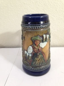 GERZ 5" Mini Beer Stein W Germany Kellnerin wearing a Dirndl Oktoberfest 3D - Picture 1 of 7
