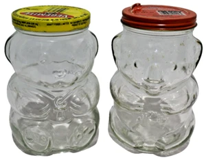 Kraft Vegemite 700g & Peanut Butter 530g Teddy Koala Bear Jar Glass Lid 1988 Vtg - Picture 1 of 22
