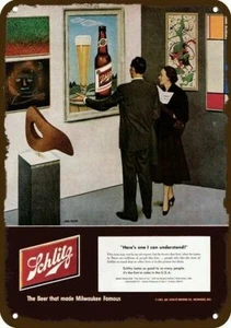 1952 SCHLITZ Beer John Falter Art Vintage-Look DECORATIVE REPLICA METAL SIGN - Picture 1 of 1