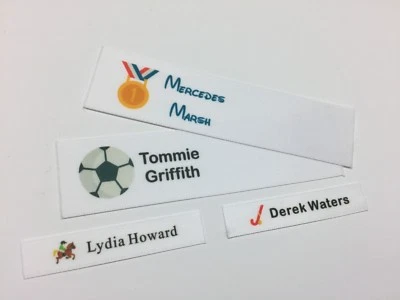 CAMBRIDGE PERSONALISED Namensetiketten personalisiert vollfarbig zum Einnähen Fußball Schwimmen Sport