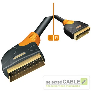 HICON Ergonomique Câble Péritel 75cm RGB 21-pin avec Angle 45° Fiche - Picture 1 of 2
