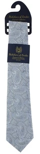 Silver with Light Blue Paisley Michelsons of London Silk Tie - Picture 1 of 1