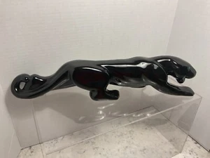 MCM BLACK PANTHER Ceramic Cat Sculpture Figure Large 21” GREEN EYES - Picture 1 of 7