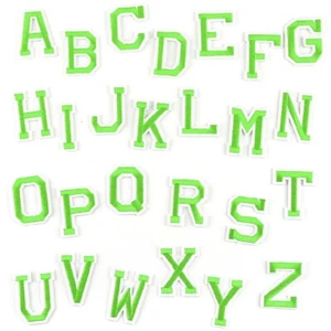 ÉCUSSON PATCH thermocollant - LETTRE ALPHABET BLANC brodé VERT FLUO - 5 cm - Picture 1 of 1