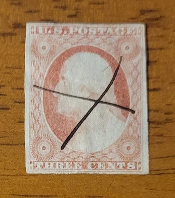 Vintage US Stamp #10A Imperforate 1851 Washington Used With Pen Cancel - CV $205 - Image 1 of 2
