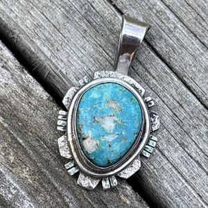 Alex Sanchez Vintage Pendant Sterling Silver Turquoise Gorgeous Design Pan - Picture 1 of 15