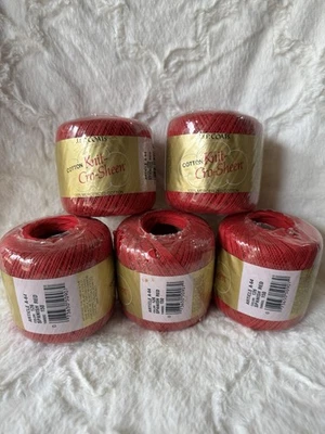 New 5 J&P Coats Knit-Cro-Sheen #126 Spanish Red Crochet Cotton Thread 150 yds - Image 1 of 2