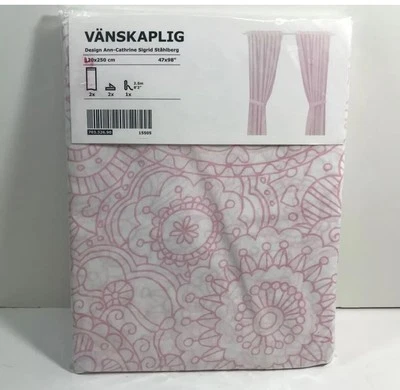 IKEA VANSKAPLIG Caleidoscopio Rosa Blanco Transparente Cortinas Paneles y Corbatas Nuevo Foto 1 de 4