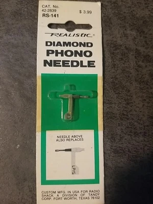 Realistic Diamond Phono Needle Cat. No. 42-2839 RS-141 NEW FREE SHIPPING - Image 1 of 3