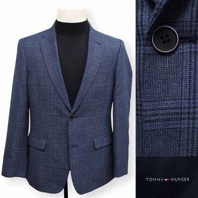 TOMMY HILFIGER mens blue PLAID two button sport coat suit jacket blazer 40 R - Image 1 of 4