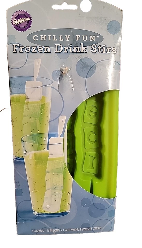 WILTON BEBIDA CONGELADA AGITA 3 Cavidades 8" L x 1 1/4" W 3 SWIZZLE STICKS Verde Foto 1 de 2