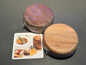 Set aus vier (4) schönen Vorspeisentellern aus Akazienholz - 4,5 Zoll Durchmesser - Bild 1 von 2