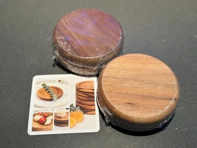 Juego de cuatro (4) hermosas placas de aperitivo de madera de acacia - 4,5 pulgadas de diámetro Foto 1 de 2