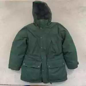 Vintage Eddie Bauer Jacket Mens S/M Green 90s Goose Down Coat Hooded Puffer Zip - Picture 1 of 11