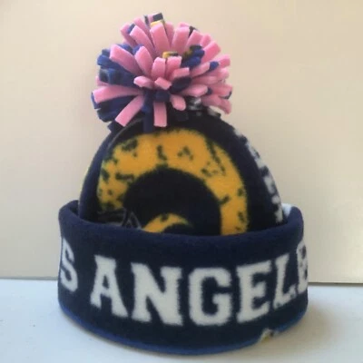 Los Angeles RAMS baby NEWBORN hat cap beanie NFL Handcrafted Fleece pink girl LA - Image 1 of 4