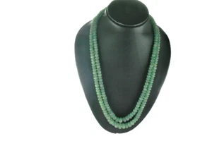 HERMOSO COLLAR DE CUENTAS DE MELÓN RONDELLE AVENTURINA VERDE TALLADO 371 CTS - Imagen 1 de 7