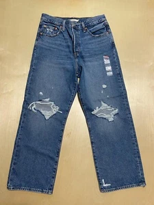 Levi's Ribcage Straight Ankle Damen blau Jeans Größe 31 x 27 Größe 12 abgenutzt - Bild 1 von 10