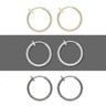 1 pr Gold Finished Brass Hoop Earrings w/Spring Closure Non-Pierced ...